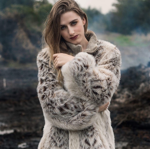 Vintage 80s Retro Monterey Fashions Faux Fur Snow Leopard Cruella Trench Coat 10 - Picture 11 of 11